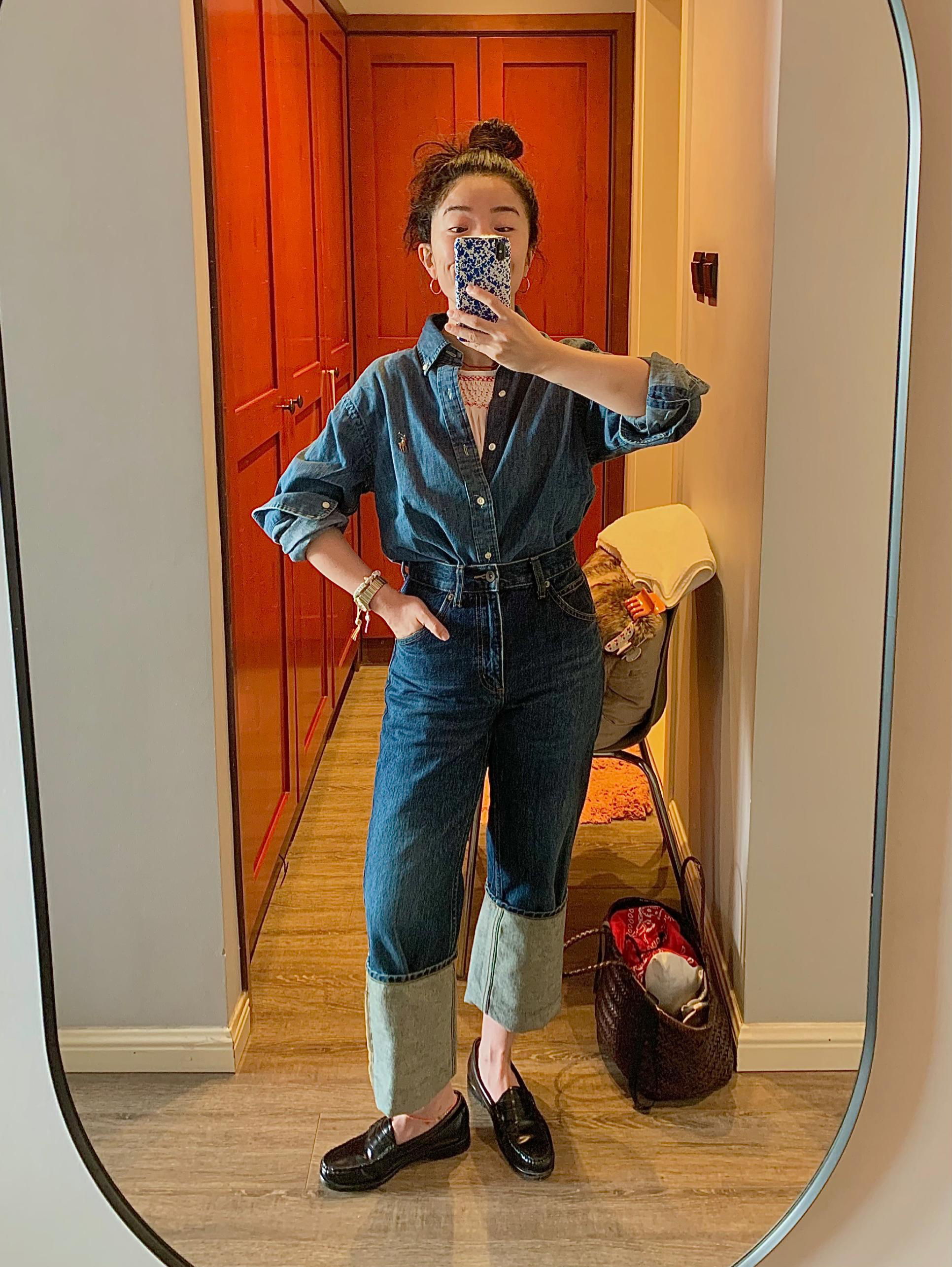 POLO RALPH LAUREN Blue Shirt With Classic Collar And Pony Embroidery On The Front In Denim Woman