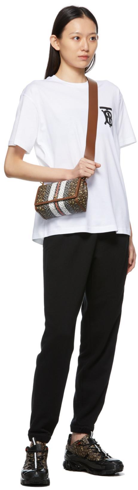 BURBERRY Leather Sneaker With House Check Motif In White