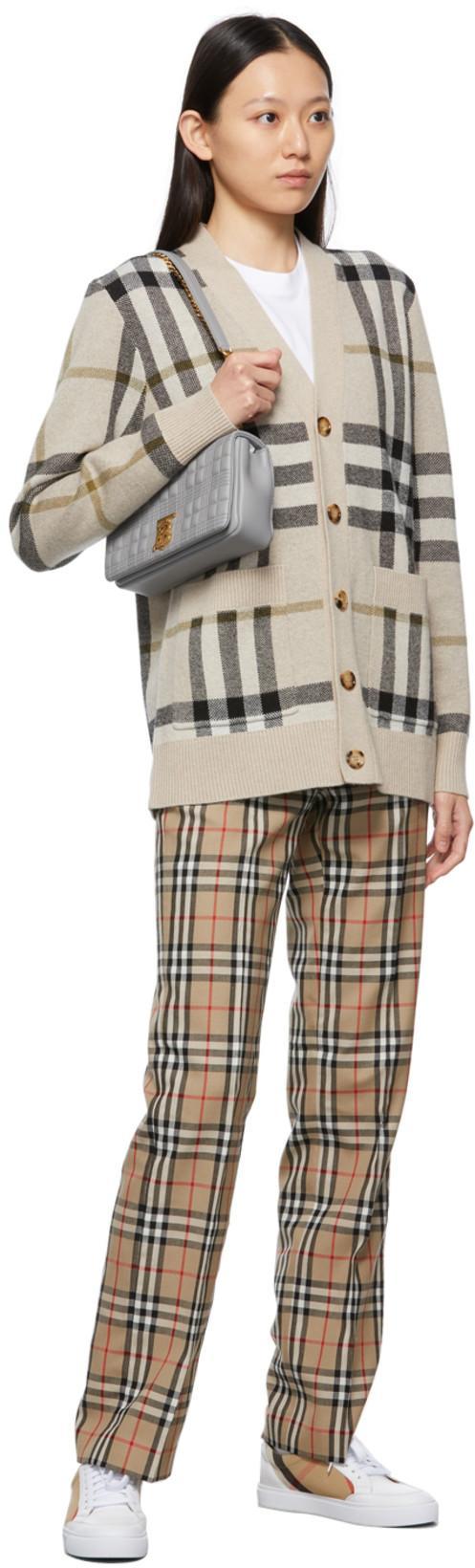 BURBERRY Leather Sneaker With House Check Motif In White