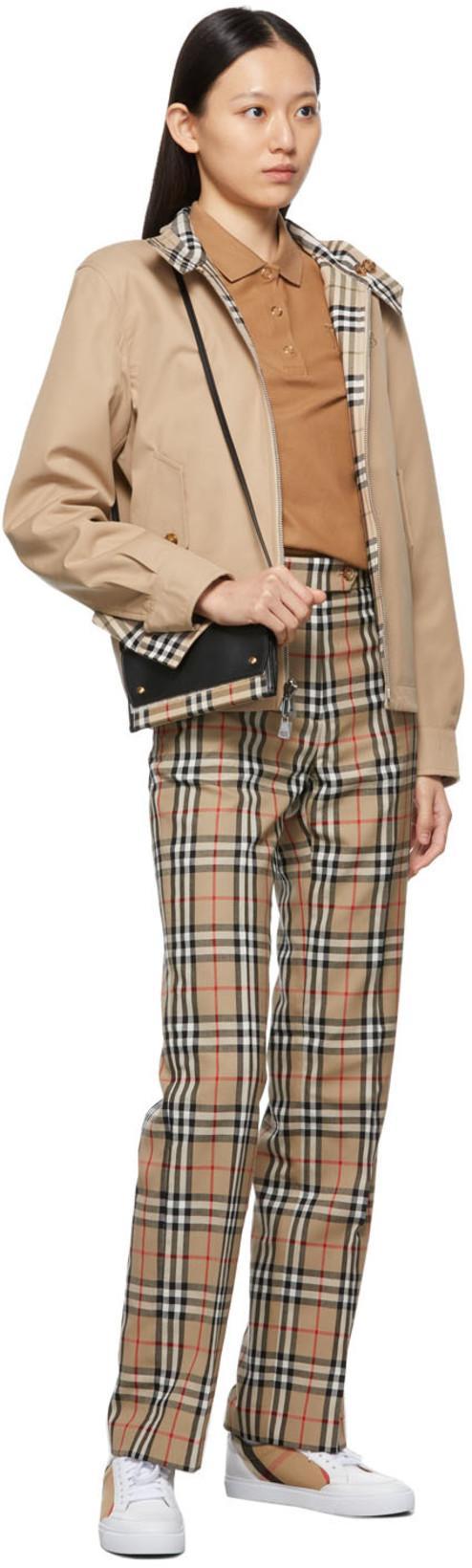 BURBERRY Leather Sneaker With House Check Motif In White