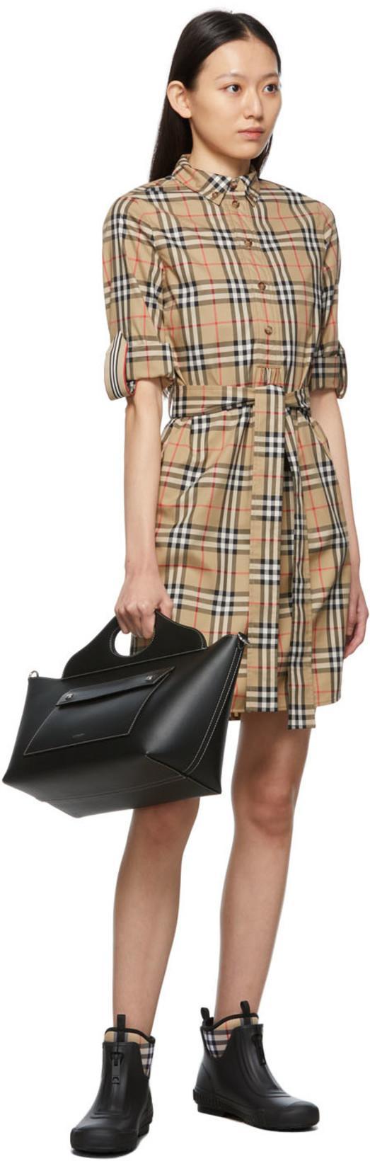 BURBERRY Flinton Check Waterproof Rain Boot In Black