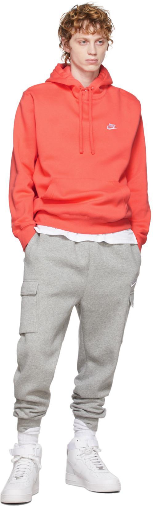 NIKE Grey Fleece Sportswear Club Cargo Lounge Pants In Dark Grey Heather/dark Steel Grey/white