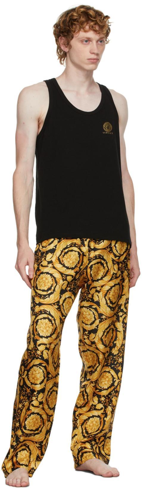 VERSACE All-over Baroque-print Pajama Trousers In Yellow