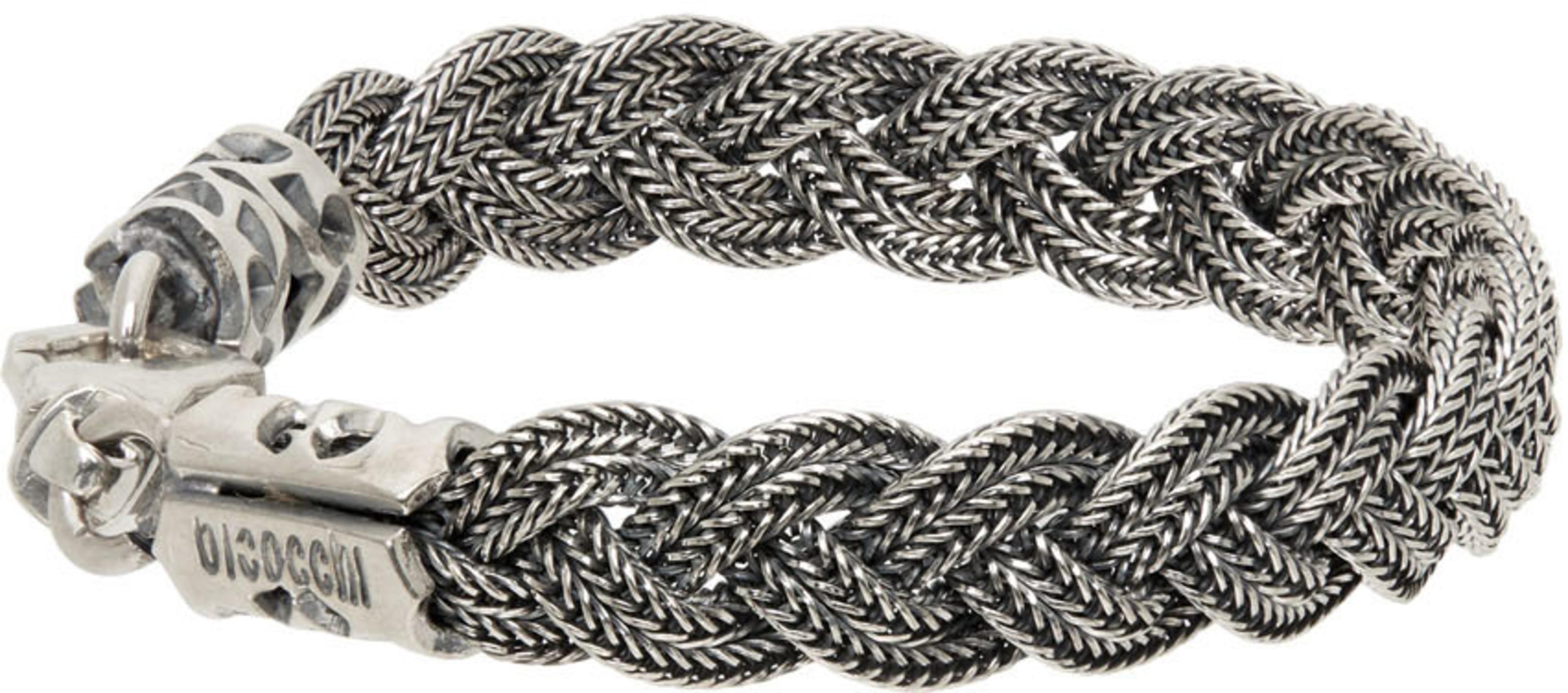 EMANUELE BICOCCHI Sterling Silver Braided Tassel Bracelet In Metallic