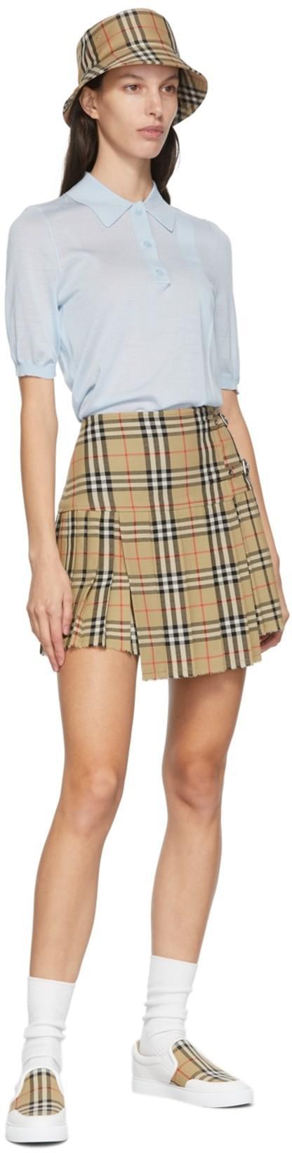 BURBERRY Check Cotton Bucket Hat Hats Beige In Brown