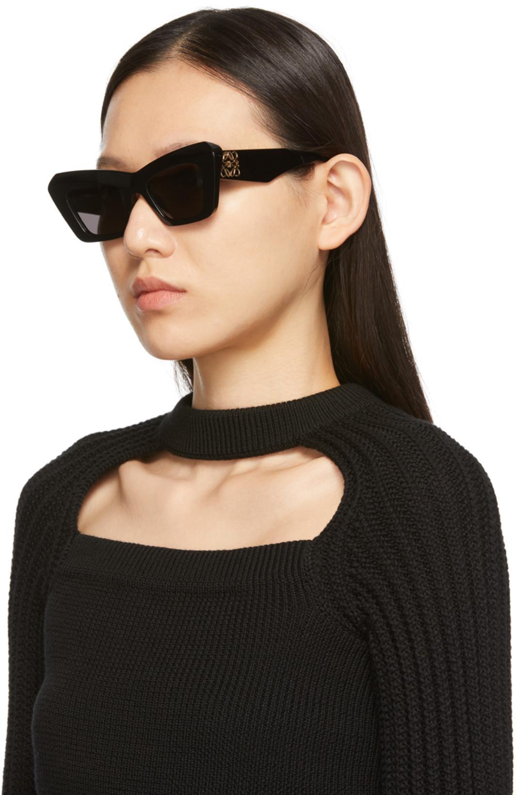 LOEWE Anagram-logo Cat-eye Acetate Sunglasses In Black