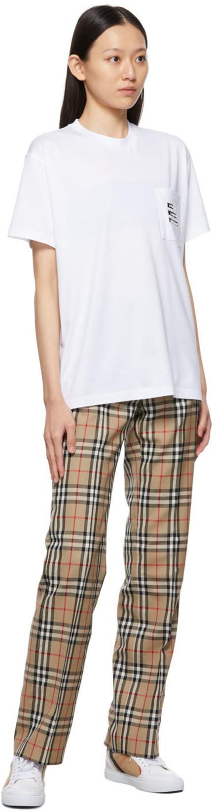 BURBERRY Leather Sneaker With House Check Motif In White