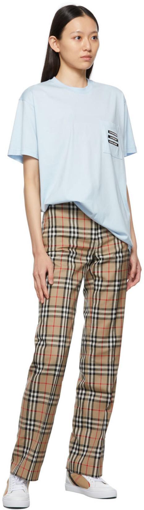 BURBERRY Leather Sneaker With House Check Motif In White