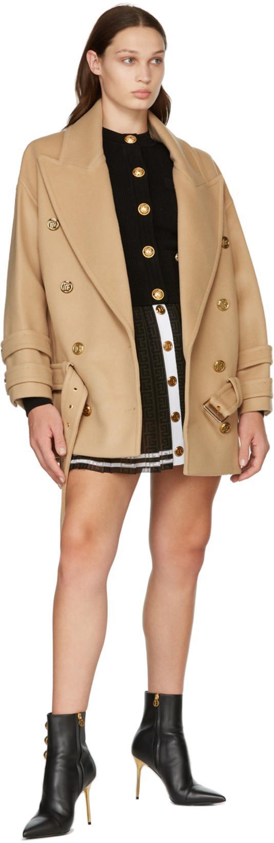 BALMAIN Ribbed Texture Knit Cardigan With Gold Buttons In Black