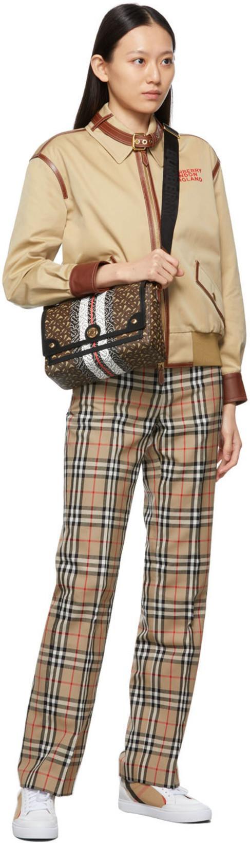 BURBERRY Leather Sneaker With House Check Motif In White