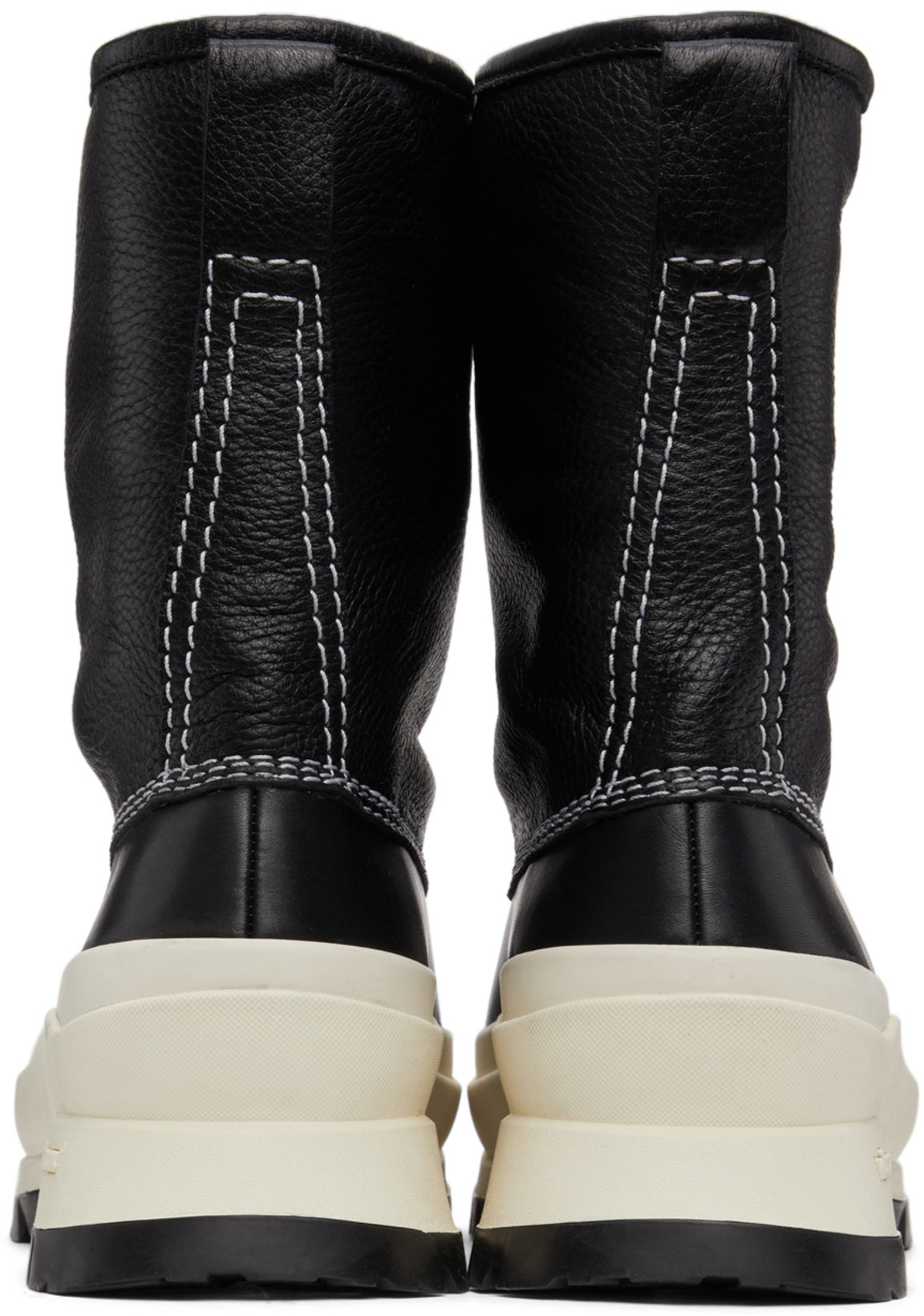 JIL SANDER Black Lace-up Boots With Contrasting Sole
