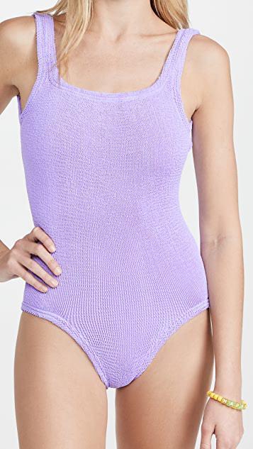 HUNZA G Square Neck One-piece Swimsuit In Lilac In Purple
