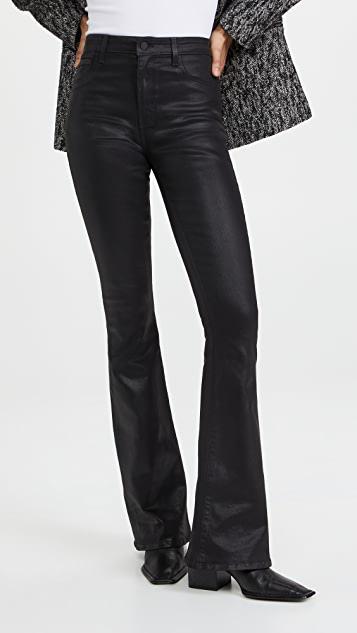 L'AGENCE Kendra High Rise Cropped Flared Jeans In Noir Coated In Black
