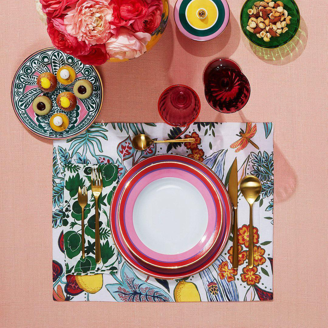 LA DOUBLEJ Rainbow Glasses Set Of 2 In Fuxia