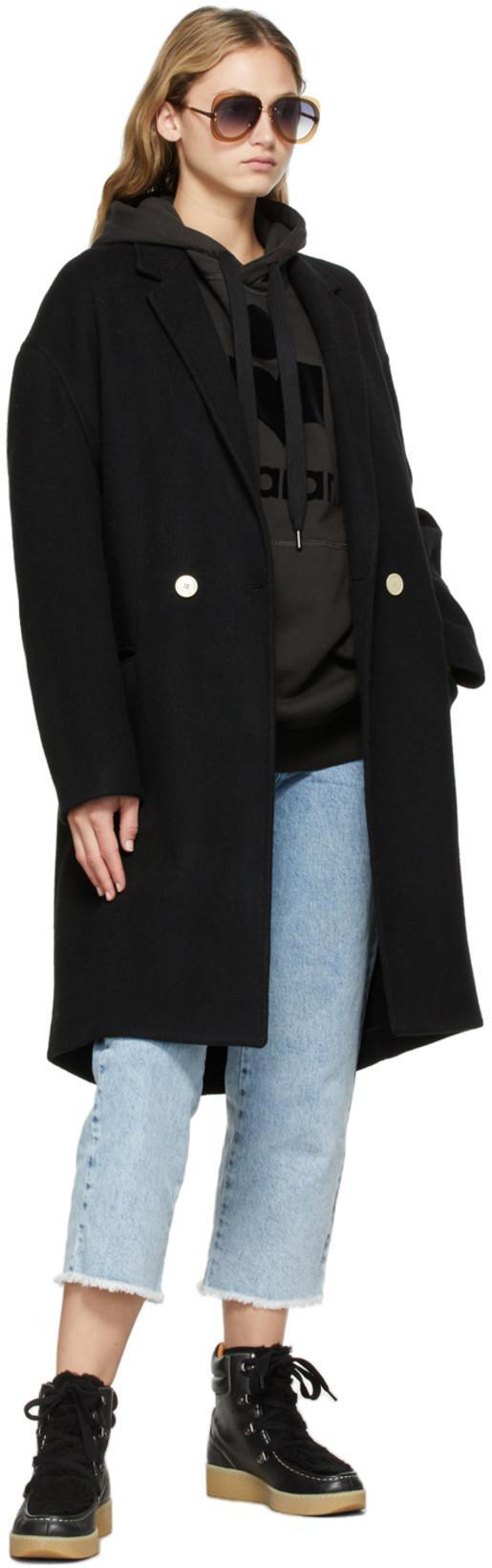 ISABEL MARANT ÉTOILE Black Hoodie With Tonal Logo Print In Cotton Blend Woman In Brown