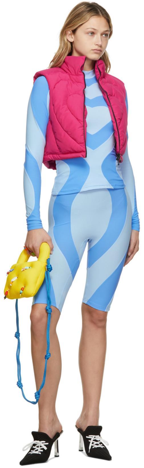 MARSHALL COLUMBIA Ssense Exclusive Nylon Patchwork Bike Shorts In Sky Blue