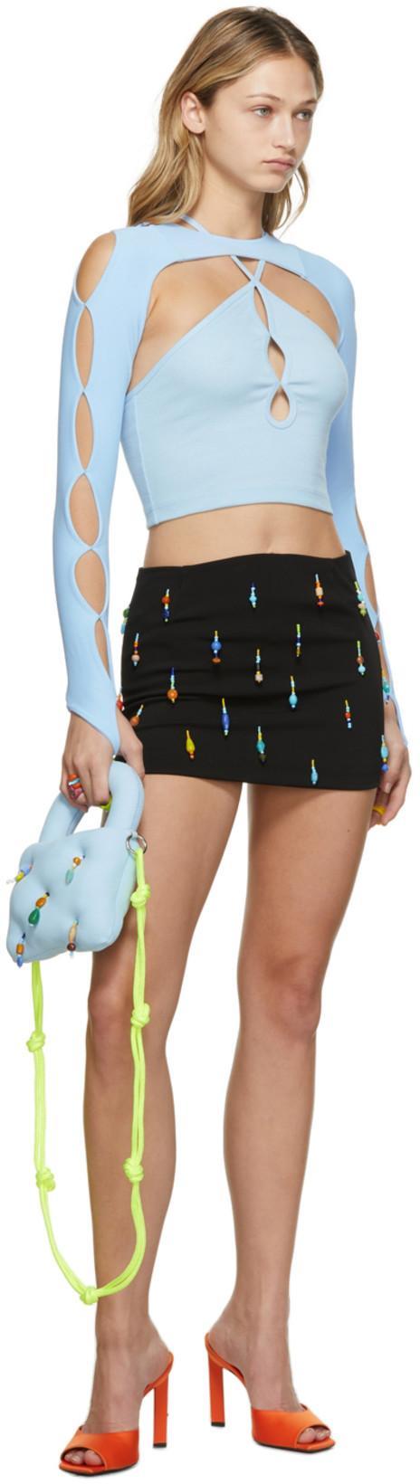 MARSHALL COLUMBIA Ssense Exclusive Cut-out Sleeve T-shirt In Sky Blue