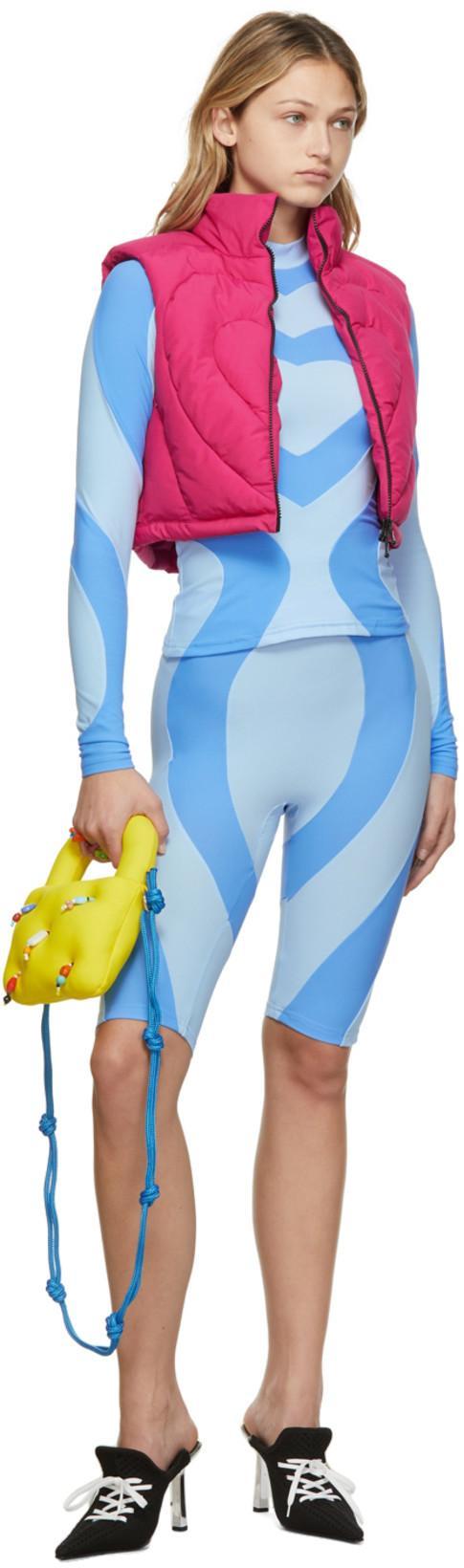 MARSHALL COLUMBIA Ssense Exclusive Nylon Patchwork Bike Shorts In Sky Blue