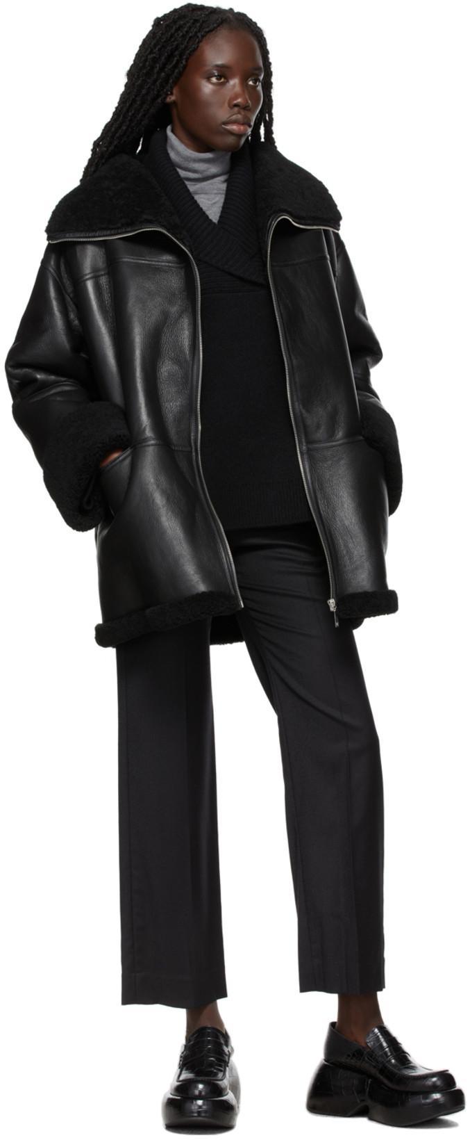 TOTÊME Womens Toteme Signature Relaxed-fit Shearling Jacket In Black