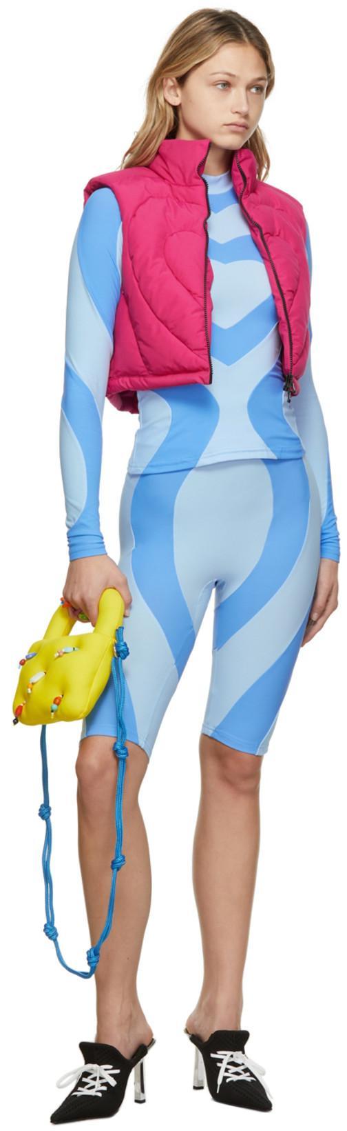 MARSHALL COLUMBIA Ssense Exclusive Nylon Patchwork Bike Shorts In Sky Blue