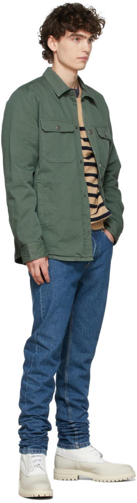 A.P.C. Men Blue Crewneck T-shirt With Logo Embroidered On The Front In Cotton Man