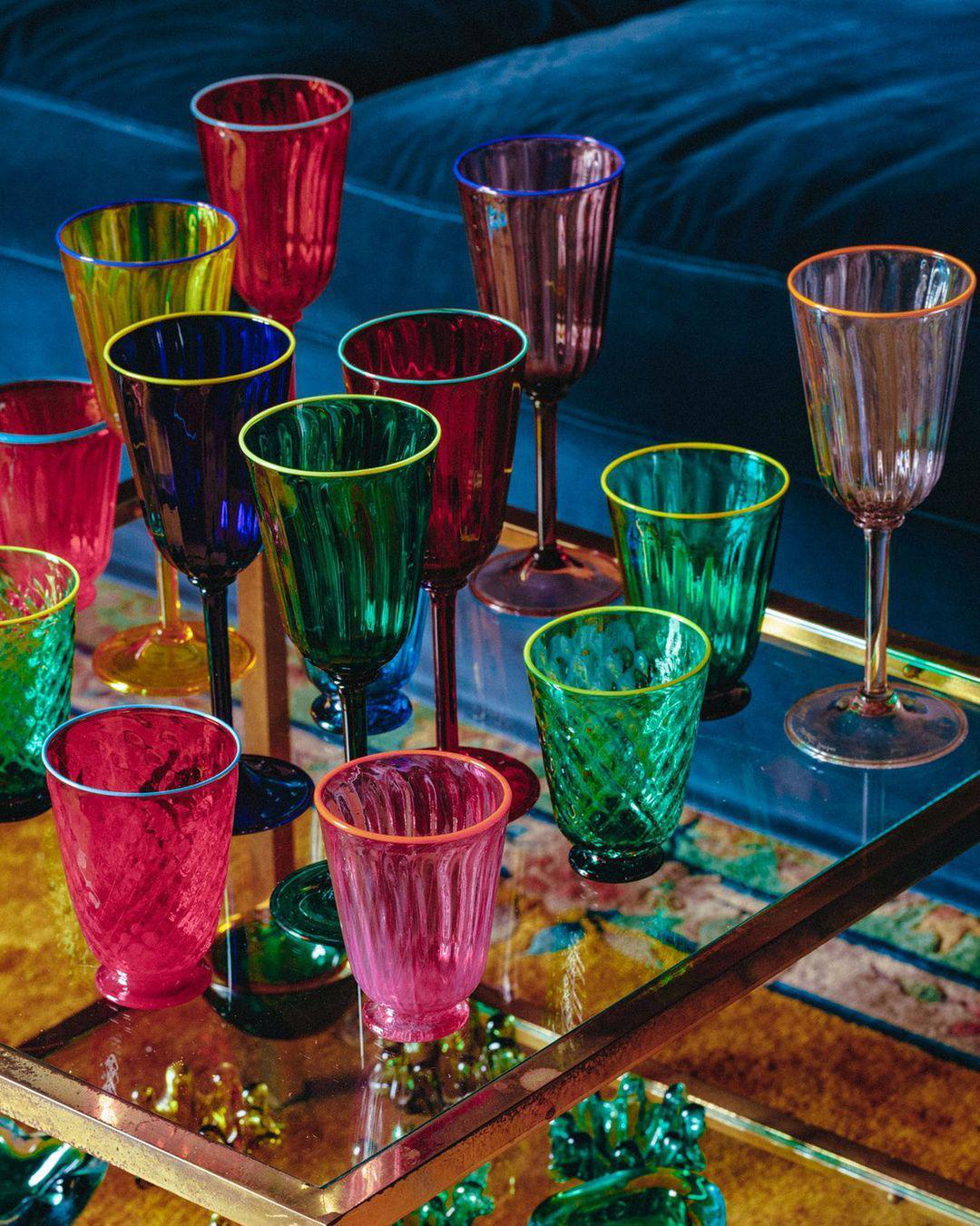 LA DOUBLEJ Rainbow Glasses Set Of 2 In Fuxia