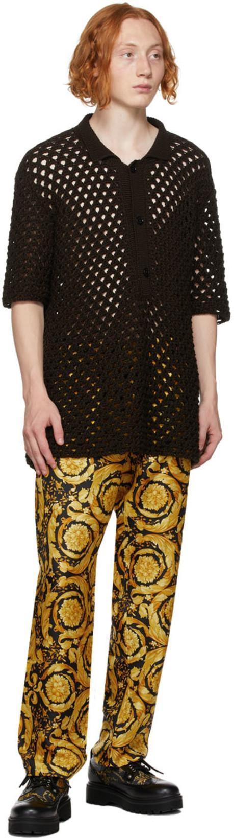 VERSACE All-over Baroque-print Pajama Trousers In Yellow