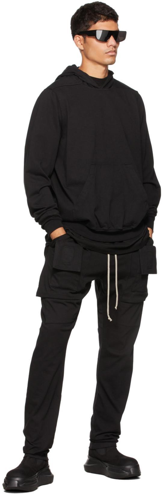 RICK OWENS DRKSHDW Creatch Wide-leg Cotton-blend Canvas Drawstring Cargo Trousers In Black