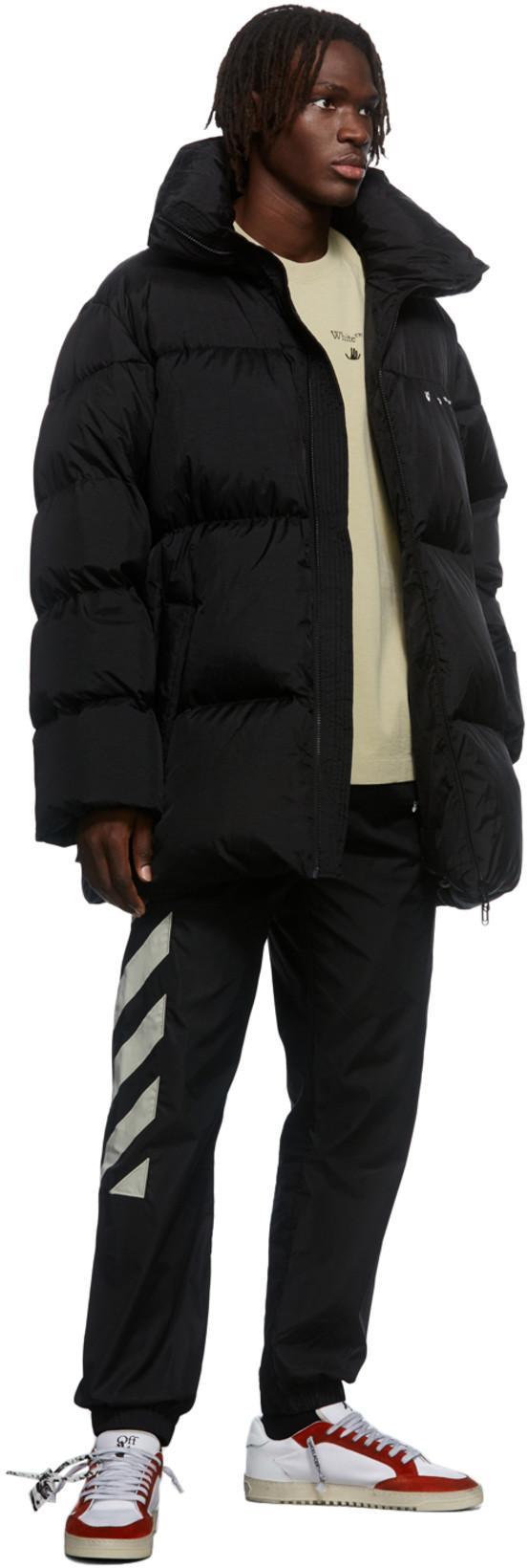 OFF-WHITE Hands Off Belted Puffer Down Jacket In Black