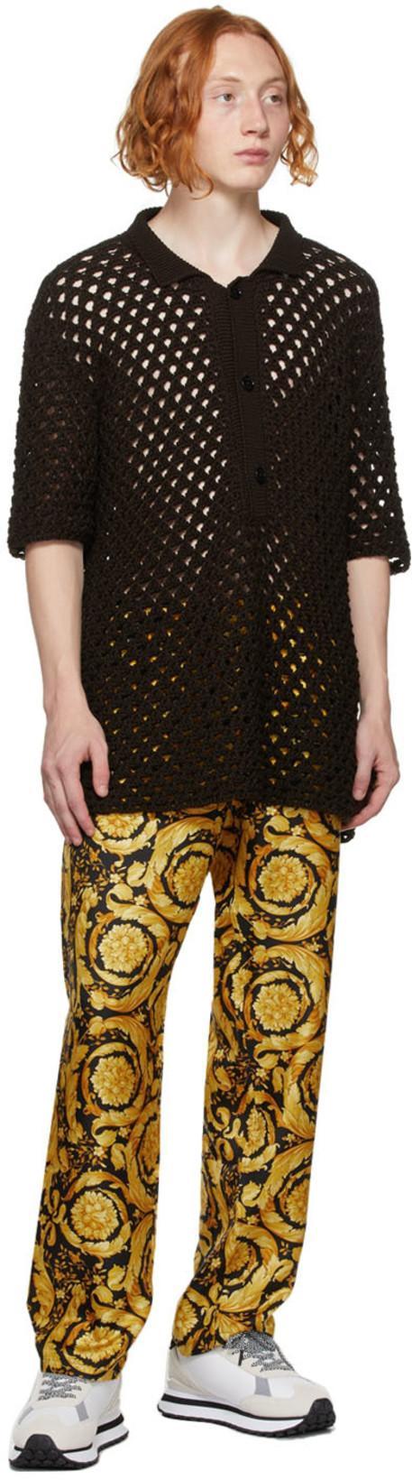 VERSACE All-over Baroque-print Pajama Trousers In Yellow