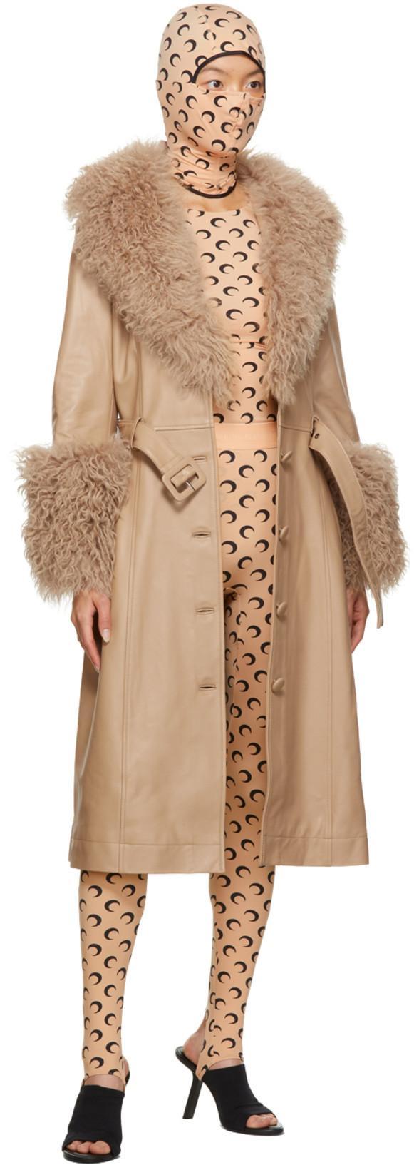 MARINE SERRE Recycled Moon Jersey Stirrup Leggings In Neutral