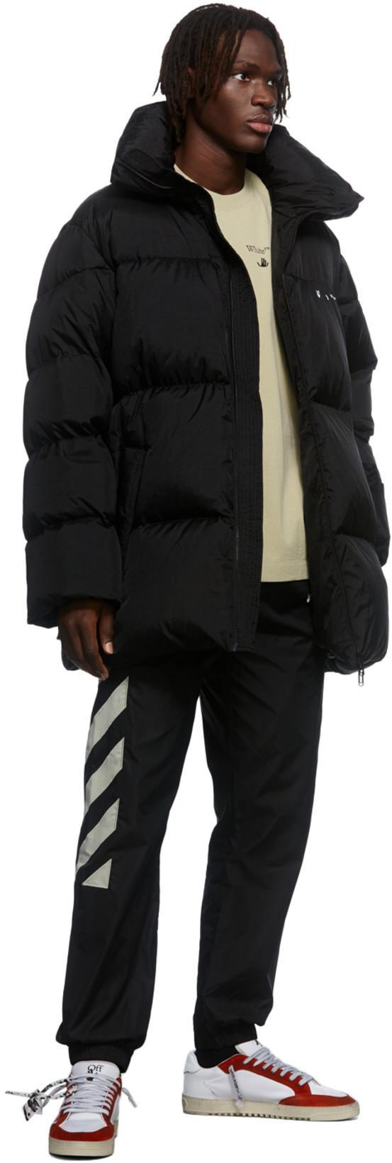 OFF-WHITE Hands Off Belted Puffer Down Jacket In Black