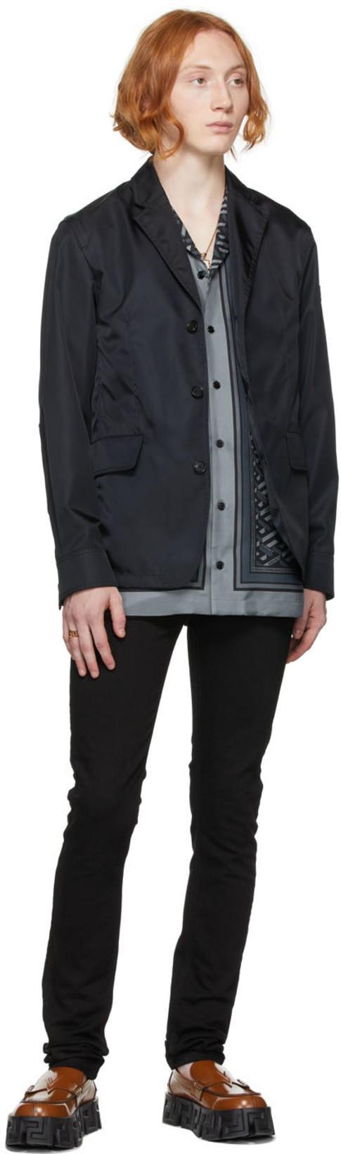 VERSACE Medusa Head-embellished Mid-rise Slim-fit Jeans In Black