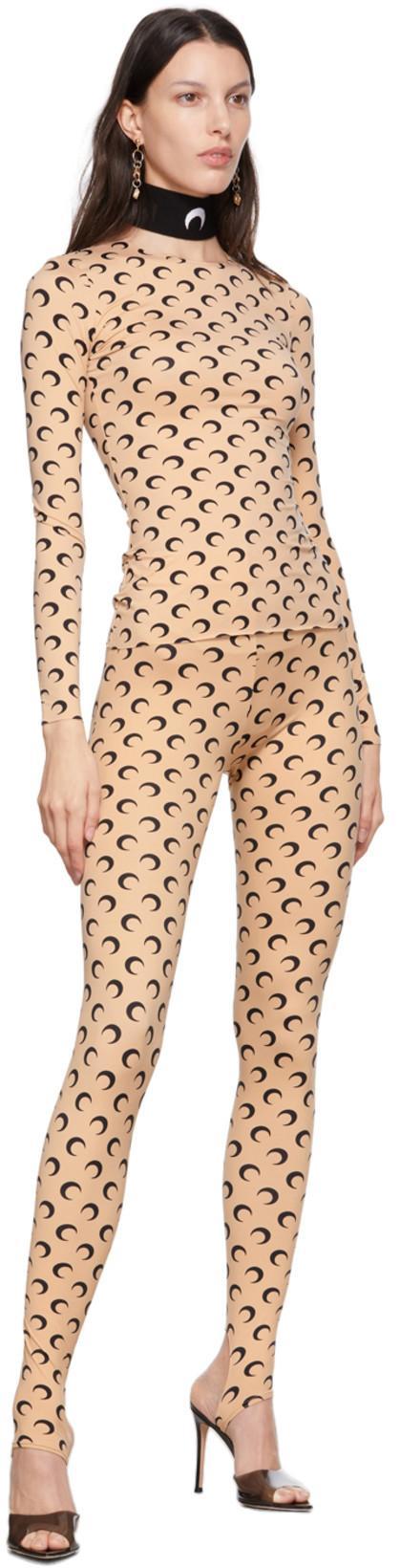 MARINE SERRE Recycled Moon Jersey Stirrup Leggings In Neutral