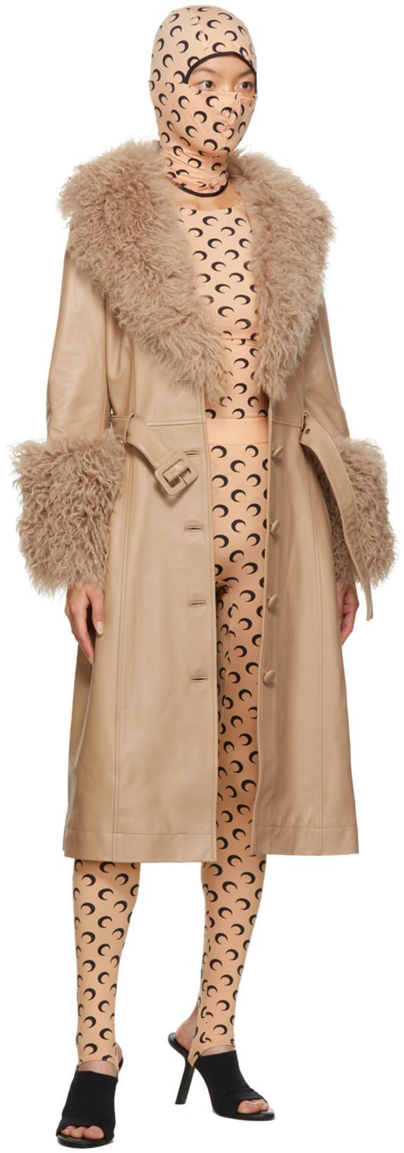 MARINE SERRE Recycled Moon Jersey Stirrup Leggings In Neutral