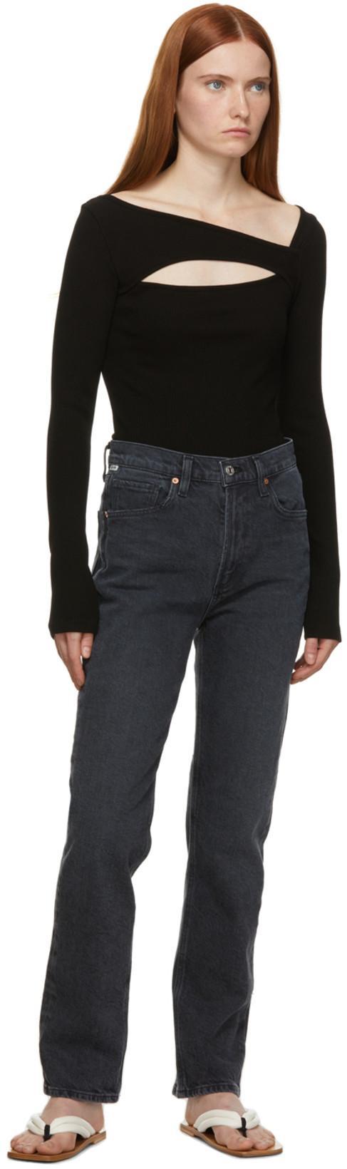 CITIZEN OF HUMANITY Womens Citizens Of Humanity Zurie Straight-leg Denim Jeans In Black