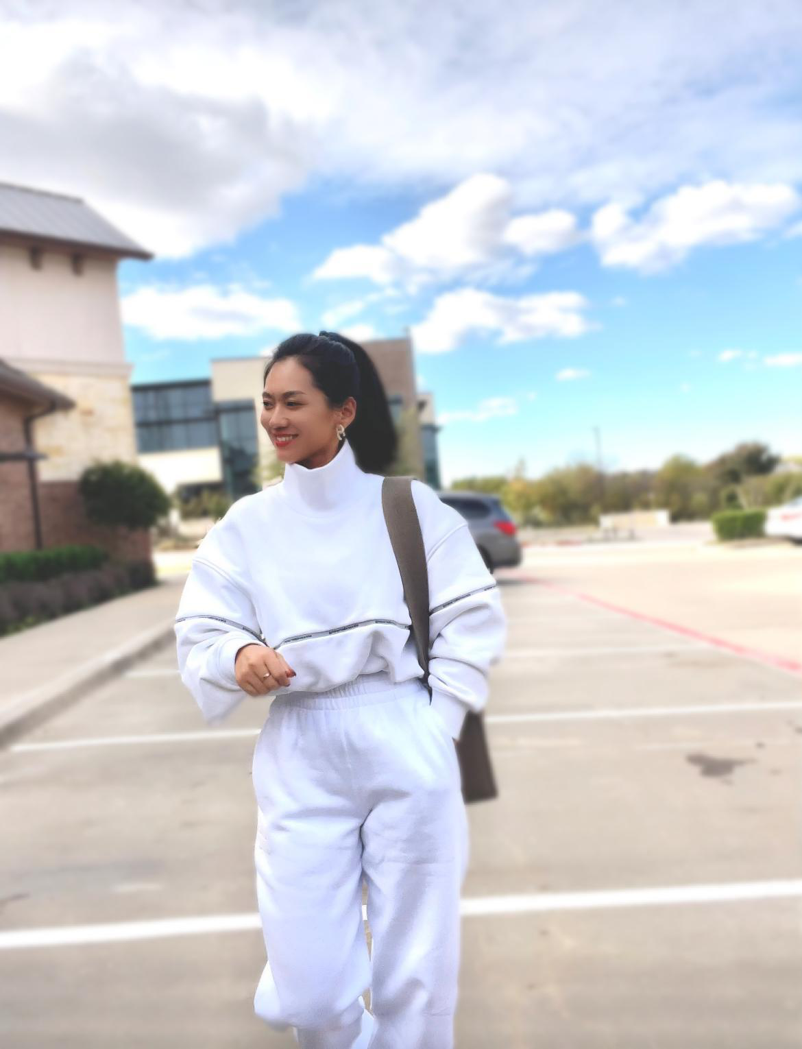 ALEXANDER WANG Puff Logo Sweatpant In Structured Terry In Grey