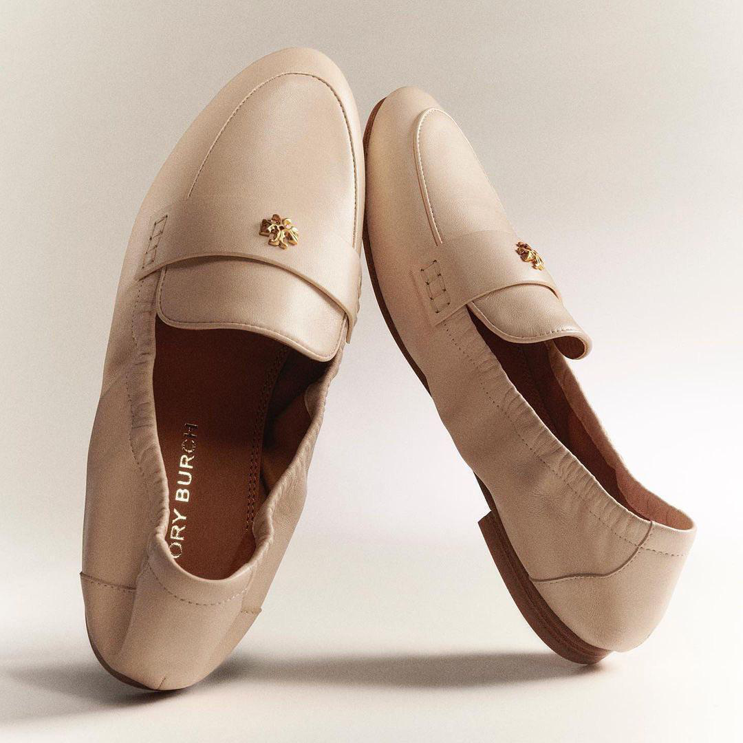 TORY BURCH Ballet Nappa Leather Loafers In Beige