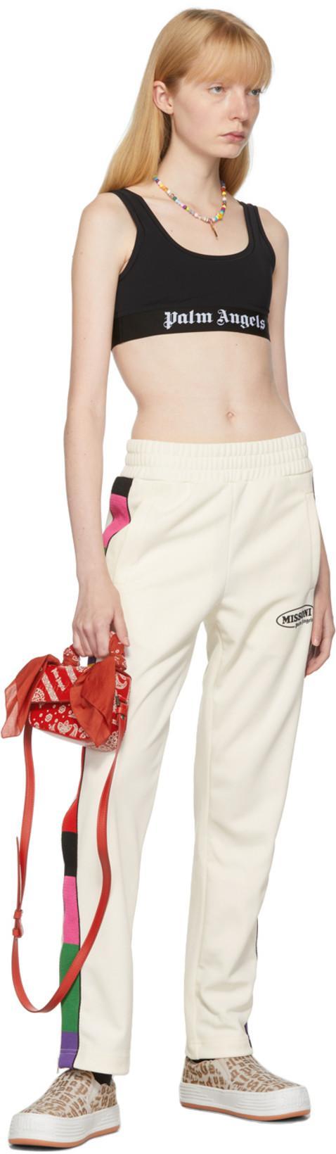 PALM ANGELS Black Classic Logo Sport Bra In Black White