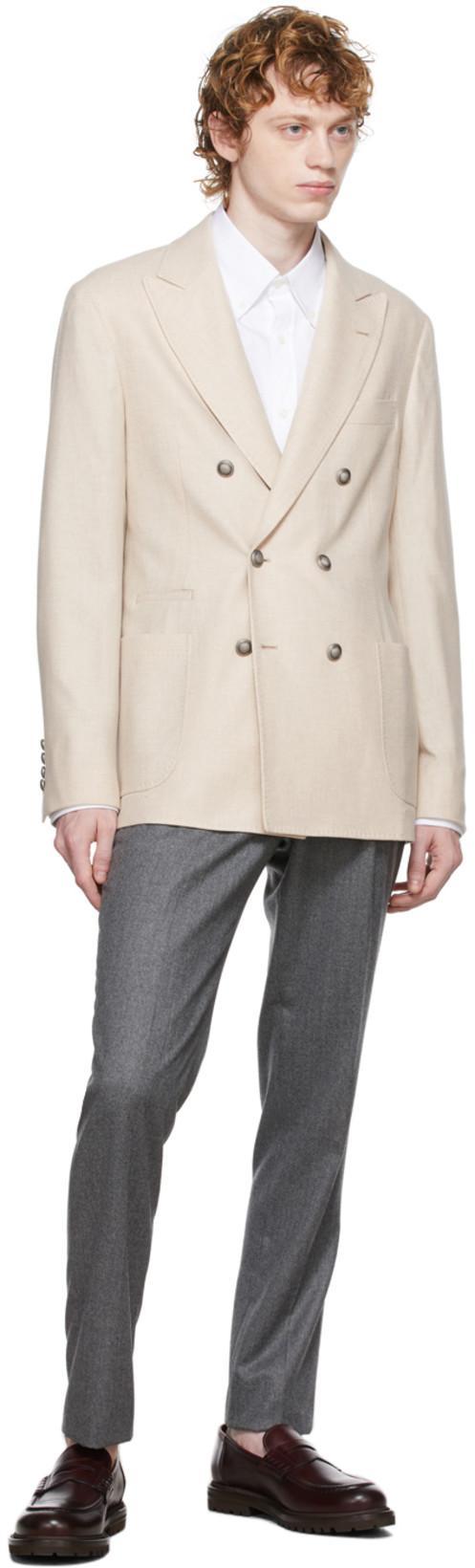 BRUNELLO CUCINELLI Italian Fit Trousers In Fine Wool Flannel With Zip And Button Closure In Grey