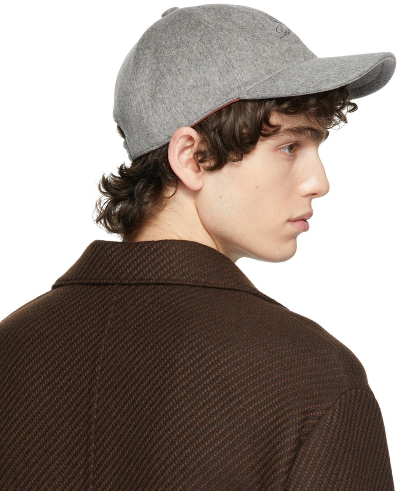 LORO PIANA Logo-embroidered Storm System Baby Cashmere Baseball Cap In Grey