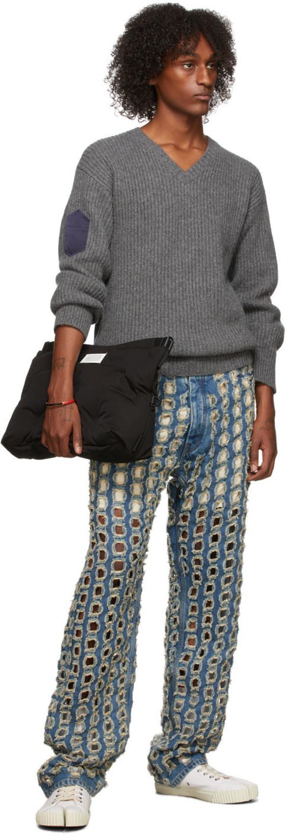 MAISON MARGIELA Minimalist White Low-top Sneakers With Split-toe Design In Animal Print