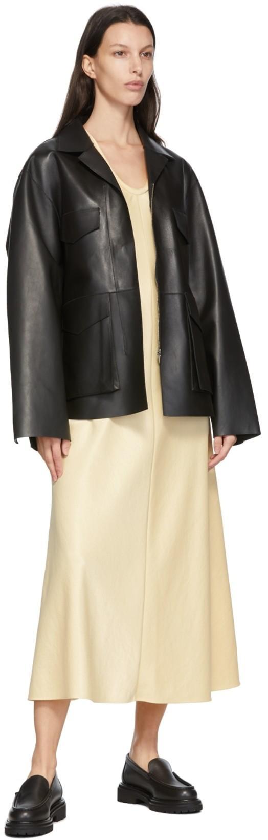 TOTÊME Zipped Wide-sleeve Leather Jacket In Black