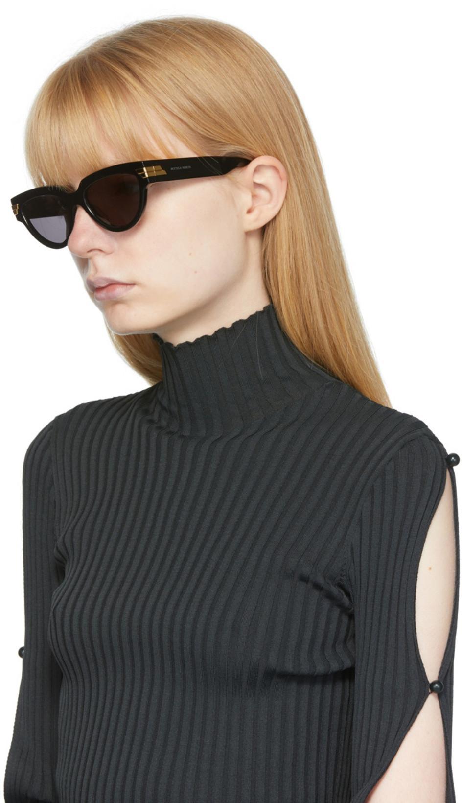 BOTTEGA VENETA Bv1369s Sunglasses In Black-gold-grey