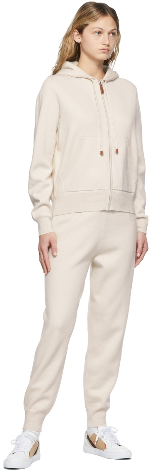 BURBERRY Leather Sneaker With House Check Motif In White