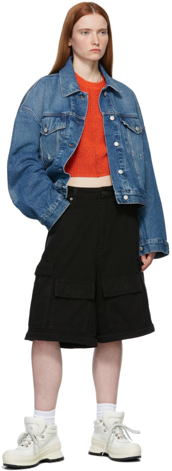 ACNE STUDIOS Relaxed Cropped Denim Jacket In Blue