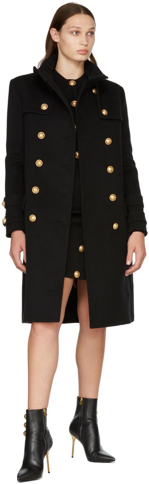 BALMAIN Button-embellished Wool-twill Mini Skirt In Black