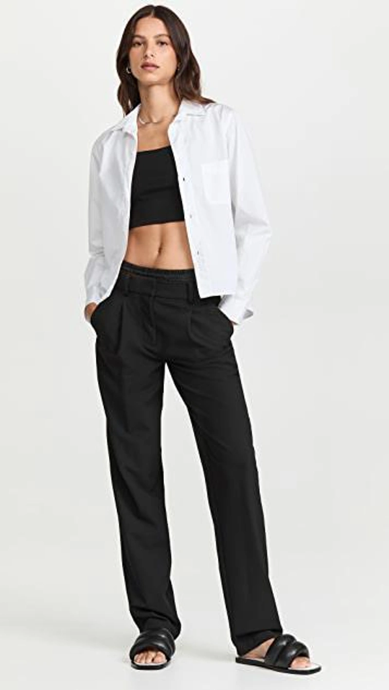shopbop.com's Posts | 搭配: Susana Monaco 背心上装 In Black；A.l.c Ryan Pleated Double Waistband Pants In Black；Frank & Eileen Eileen Woven Button Up Shirt In White