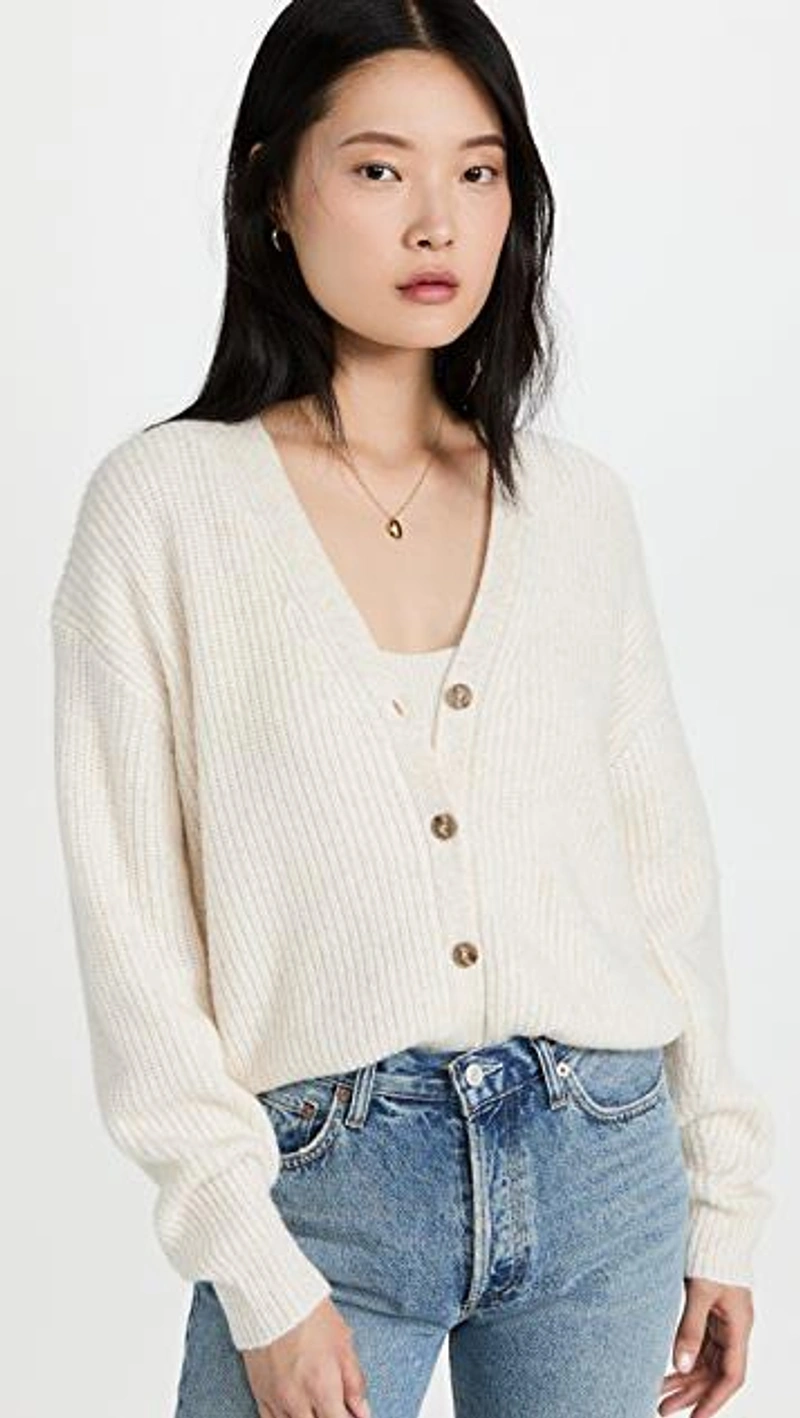 shopbop.com's Posts | 搭配: Velvet Frida Cardigan In Muslin；Le Ore Palermo Ribbed Cashmere Tank In White Ice；Agolde Blue Mid-rise Relaxed Boot Jeans