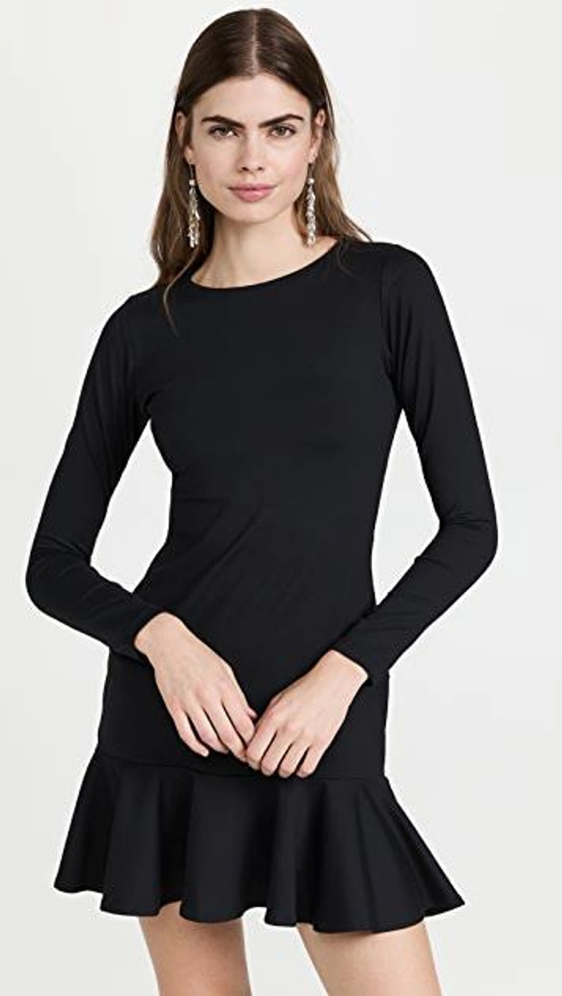 shopbop.com's Posts | Wearing: Susana Monaco Ruffle Bottom Dress In Black; Isabel Marant Leaf Earrings; Senso Neama Strappy Sandals